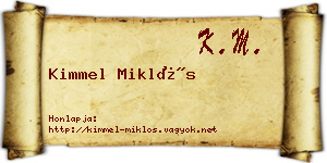 Kimmel Miklós névjegykártya